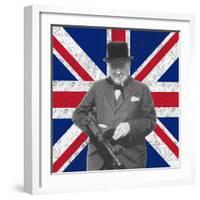 Digitally Restored Vector Photo of Sir WInston Churchill-Stocktrek Images-Framed Photographic Print