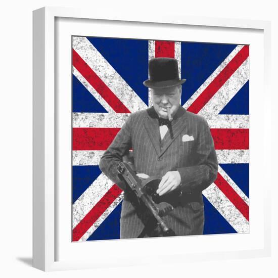 Digitally Restored Vector Photo of Sir WInston Churchill-Stocktrek Images-Framed Photographic Print