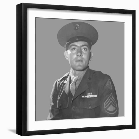 Digitally Restored Vector Portrait of Gunnery Sergeant John Basilone-Stocktrek Images-Framed Photographic Print