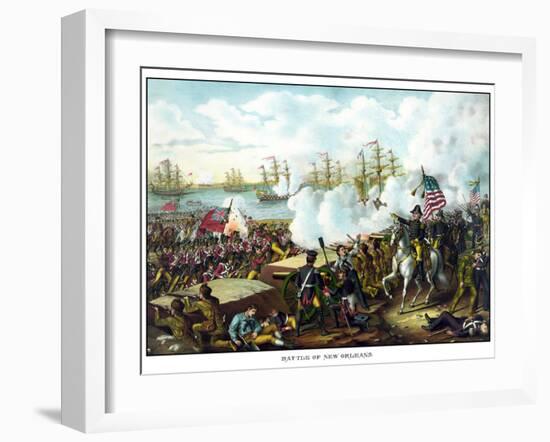 Digitally Restored War of 1812 Print at the Battle of New Orleans-Stocktrek Images-Framed Photographic Print