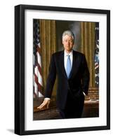 Digitally Restored White House Painting of President Bill Clinton-null-Framed Art Print