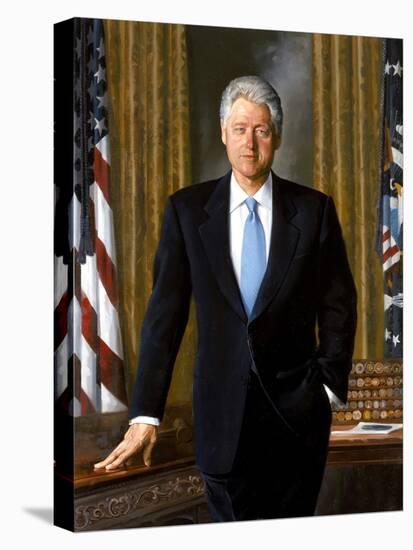 Digitally Restored White House Painting of President Bill Clinton-null-Stretched Canvas