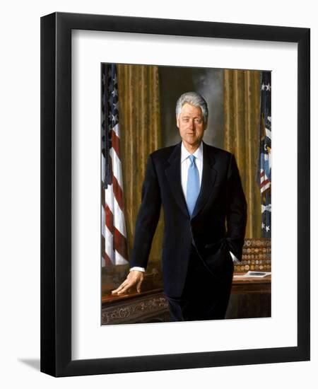 Digitally Restored White House Painting of President Bill Clinton-null-Framed Art Print