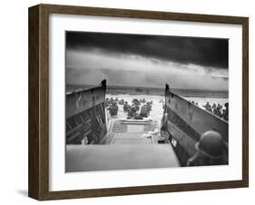 Digitally Restored World War II Photo of American Troops Approaching Omaha Beach-null-Framed Photographic Print