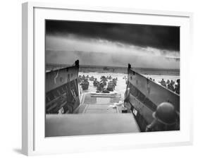 Digitally Restored World War II Photo of American Troops Approaching Omaha Beach-null-Framed Photographic Print