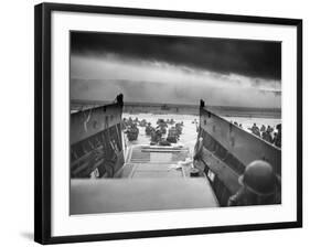 Digitally Restored World War II Photo of American Troops Approaching Omaha Beach-null-Framed Photographic Print