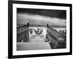 Digitally Restored World War II Photo of American Troops Approaching Omaha Beach-null-Framed Photographic Print