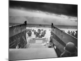 Digitally Restored World War II Photo of American Troops Approaching Omaha Beach-null-Mounted Photographic Print