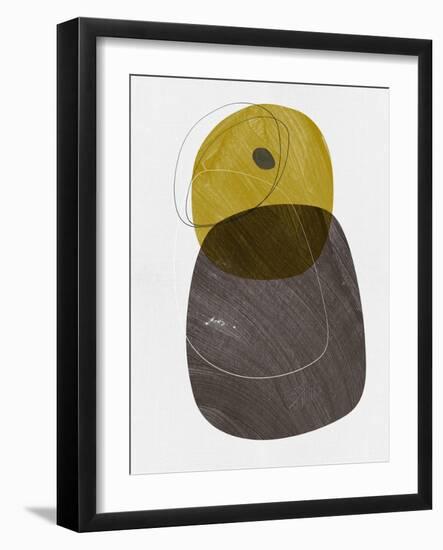 Dijon and Gray Abstract Shapes-Eline Isaksen-Framed Art Print