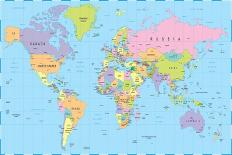 World Map - Highly Detailed Vector Illustration-dikobraziy-Framed Stretched Canvas