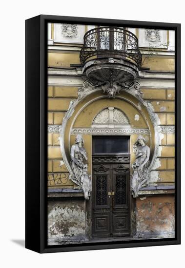 Dilapidated Art Nouveau Building, Riga Latvia-KerinF-Framed Stretched Canvas