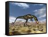 Dilong Dinosaur Hunting Small Lizards in the Desert-Stocktrek Images-Framed Stretched Canvas