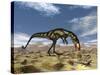 Dilong Dinosaur Hunting Small Lizards in the Desert-Stocktrek Images-Stretched Canvas