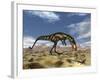 Dilong Dinosaur Hunting Small Lizards in the Desert-Stocktrek Images-Framed Art Print