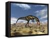 Dilong Dinosaur Hunting Small Lizards in the Desert-Stocktrek Images-Framed Stretched Canvas