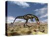 Dilong Dinosaur Hunting Small Lizards in the Desert-Stocktrek Images-Stretched Canvas