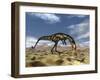 Dilong Dinosaur Hunting Small Lizards in the Desert-Stocktrek Images-Framed Art Print