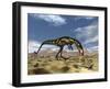 Dilong Dinosaur Hunting Small Lizards in the Desert-Stocktrek Images-Framed Art Print