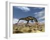 Dilong Dinosaur Hunting Small Lizards in the Desert-Stocktrek Images-Framed Art Print