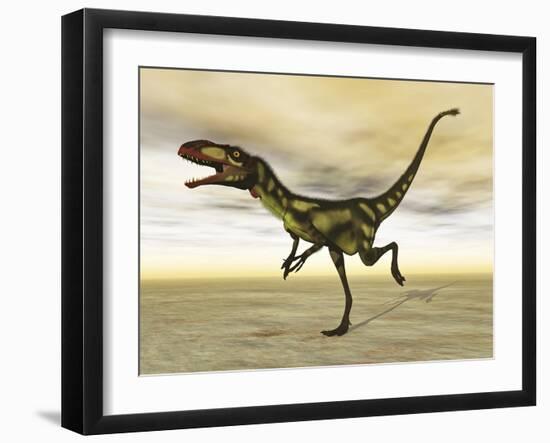 Dilong Dinosaur in the Desert-Stocktrek Images-Framed Art Print