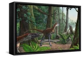 Dilong Paradoxus Strolling around the Woods in Search of Food-null-Framed Stretched Canvas