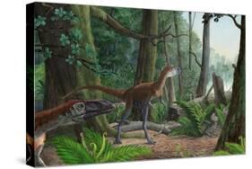 Dilong Paradoxus Strolling around the Woods in Search of Food-null-Stretched Canvas