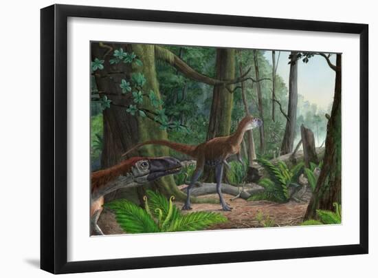 Dilong Paradoxus Strolling around the Woods in Search of Food-null-Framed Art Print