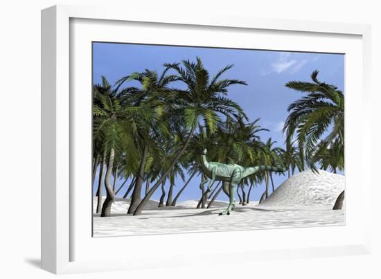 Dilophosaurus Hunting for its Next Meal-null-Framed Art Print