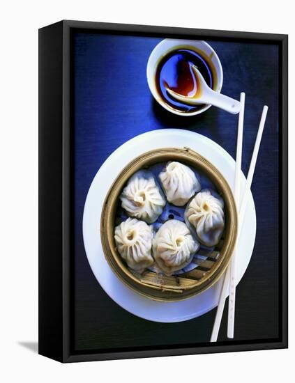 Dim Sum in Bamboo Steamer (China)-Dorota & Bogdan Bialy-Framed Stretched Canvas