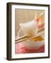 Dim Sum on Chopsticks over Dip (Asia)-null-Framed Photographic Print