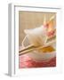 Dim Sum on Chopsticks over Dip (Asia)-null-Framed Photographic Print