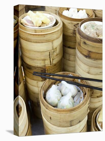 Dim Sum Preparation in a Restaurant Kitchen in Hong Kong, China (Pr)-Gavin Hellier-Stretched Canvas