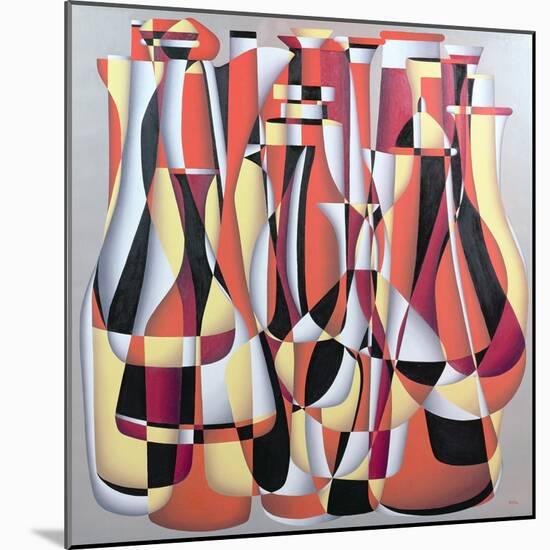 Dimentional Transposition, Carmine Vermillion-Brian Irving-Mounted Giclee Print