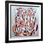 Dimentional Transposition, Vermillion Cerulean-Brian Irving-Framed Giclee Print