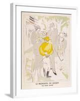 Diminutive Jockey Gives His Considered Opinion to a Couple-Roger Chastel-Framed Art Print