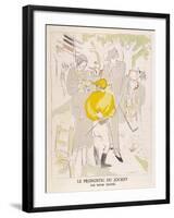 Diminutive Jockey Gives His Considered Opinion to a Couple-Roger Chastel-Framed Art Print