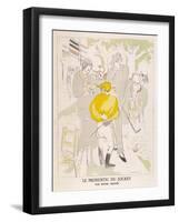 Diminutive Jockey Gives His Considered Opinion to a Couple-Roger Chastel-Framed Art Print