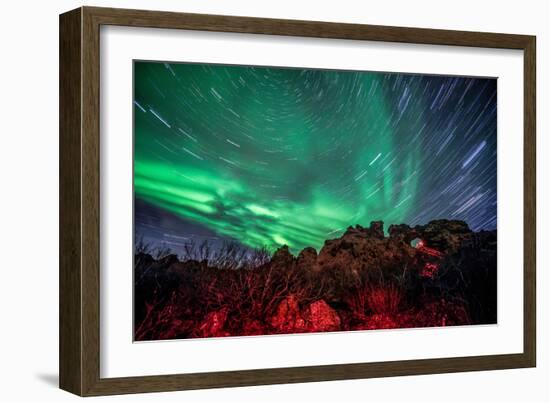 Dimmuborgir Lava Formation Northern Lights Akureyri North Iceland Europe-Renato Granieri-Framed Photographic Print