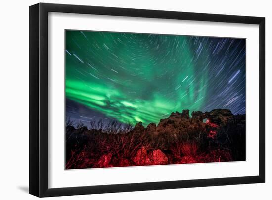 Dimmuborgir Lava Formation Northern Lights Akureyri North Iceland Europe-Renato Granieri-Framed Photographic Print
