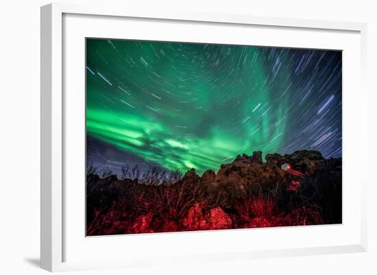 Dimmuborgir Lava Formation Northern Lights Akureyri North Iceland Europe-Renato Granieri-Framed Photographic Print