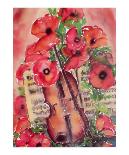 Violin and Poppies-Dina Cuthbertson-Framed Art Print