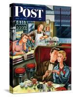 "Diner Engagement" Saturday Evening Post Cover, July 15, 1950-Constantin Alajalov-Stretched Canvas