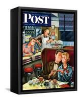 "Diner Engagement" Saturday Evening Post Cover, July 15, 1950-Constantin Alajalov-Framed Stretched Canvas