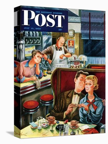 "Diner Engagement" Saturday Evening Post Cover, July 15, 1950-Constantin Alajalov-Stretched Canvas