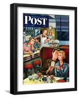 "Diner Engagement" Saturday Evening Post Cover, July 15, 1950-Constantin Alajalov-Framed Giclee Print