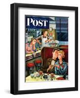 "Diner Engagement" Saturday Evening Post Cover, July 15, 1950-Constantin Alajalov-Framed Giclee Print