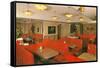 Diner Interior with Red Booths-null-Framed Stretched Canvas