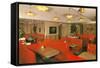 Diner Interior with Red Booths-null-Framed Stretched Canvas