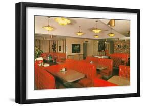 Diner Interior with Red Booths-null-Framed Art Print