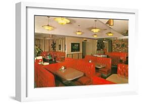 Diner Interior with Red Booths-null-Framed Art Print